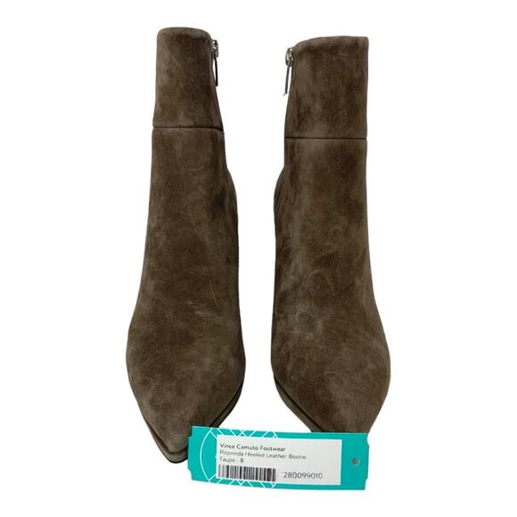 Vince Camuto Pitonnda Suede Heeled Leather Bootie Taupe Size 8 NWT $169 MSRP - Picture 3 of 7